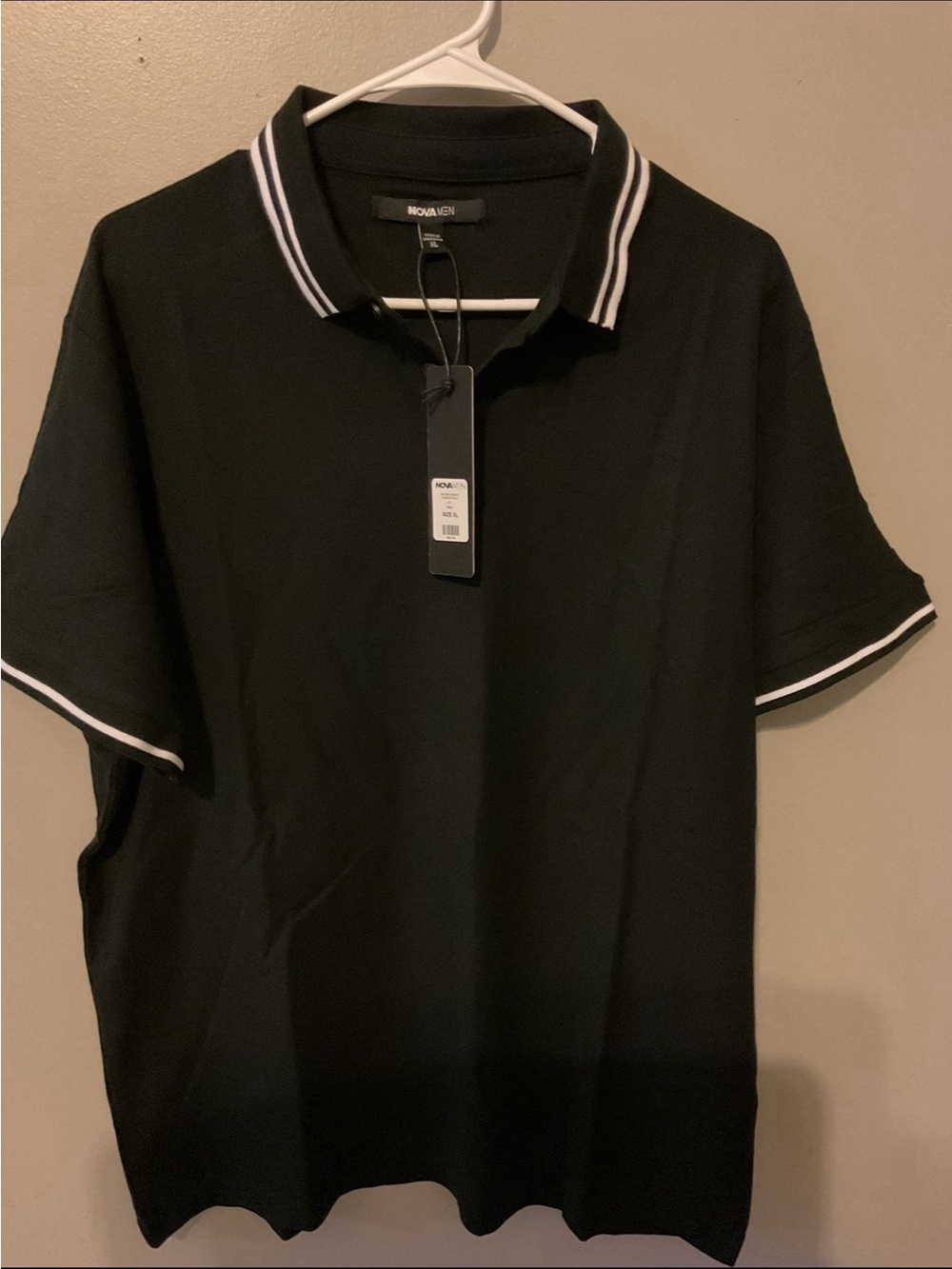 Nova men Black Polo with White Contrast Stripes